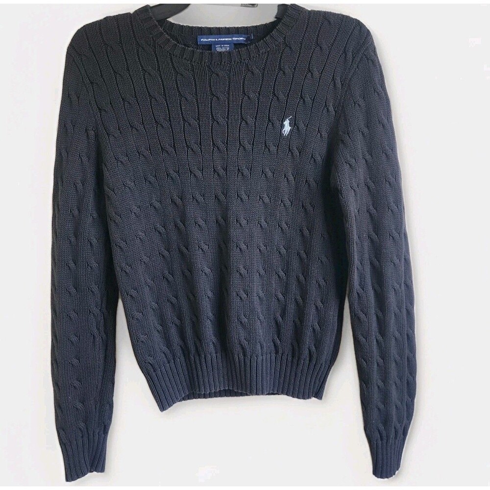 Ralph Lauren Sport Cable Knit Sweater – Classic Navy Luxury | Size Large